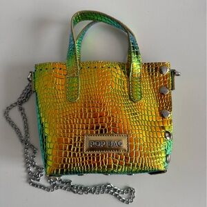 Iridescent Croc-Embossed Handbag
